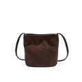 Minimalistische dunkelbraune Handtasche aus Wildlederimitat mit schmalem Schultergurt - Braun
