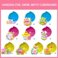 Decorazioni pasquali con riccioli di lamina colorata e cartoncini appesi con motivi festivi - Stile A: 10 Carte Fronte-Retro + 10 Spirali Singole + Ganci