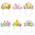 Set di 6 cerchietti pasquali con orecchie di coniglio, pulcini e uova colorate per feste - 6 Disegni Elementi Pasquali