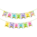 Colorful Happy Easter banner set with bunny and egg designs for party decorations - Rabbit Ear Style Banner