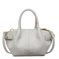 Bolso cubo beige con textura de lichi, asas ajustables y correa de hombro desmontable - Gris