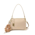 Piccola borsa quadrata CHUUDON beige con hardware dorato e ciondolo a orsetto - Con Ciondolo / Bianco