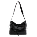 Bolso tote grande negro brillante con logo Lazy Breeze Paris y acabado metalizado - L Negro