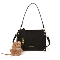 Borsa a mano vintage nera con finiture dorate e ciondolo a forma di orsetto di peluche - Con Ciondolo / Nero