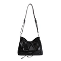 Bolso tote negro en cuero charol brillante con cadena plateada y logotipo blanco - Pequeño Negro