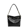 Grand sac cabas noir matelassé avec bandoulière chaîne dorée et forme de seau - Noir