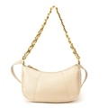 Bolso minimalista color crema de media luna con cadena dorada para mujer - Blanco Roto