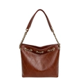 Grand sac cabas matelassé marron caramel avec bandoulière élégante en chaîne - Marron