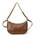 Bolso cuadrado retro marrón brillante con cadena dorada y correa de hombro delgada para mujer - Marrón