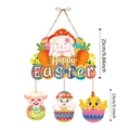 Colgador de puerta de madera Happy Easter con lindos conejos y huevos de colores - Combo Conejo Champiñón (Estilo A)
