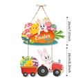 Decoración colgante de Pascua con placas de madera de doble capa, diseño de conejo y tractor - Estilo Tractor Conejo (Estilo B)