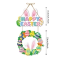 Cartel de puerta Feliz Pascua con orejas de conejo y guirnalda de huevos, de 14,5 x 23 cm - Letrero Oreja Conejo & Guirnalda (Estilo C)