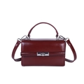 Elegante bolso de mano granate con cierre de giro plateado y correa desmontable - Rojo