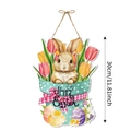 Cartel Happy Easter 30cm para puerta con conejo en maceta y tulipanes decorativos - Conejo en Maceta de Tulipanes (Estilo D)