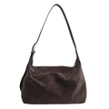 Minimalistische dunkelbraune Wildleder Hobo Bag mit verstellbarem Gurt und Silberschnalle - Braun