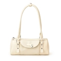 Elegante bolso de hombro Boston blanco crema con colgante de corazón y cuero mate - Blanco