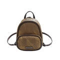 Mini sac à dos vintage marron avec texture en toile rétro et plaque de logo argentée - Marron