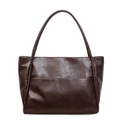 Bolso tote marrón oscuro de ecocuero con textura encerada y asa larga fina - café