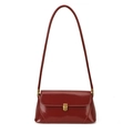 Bolso baguette retro rojo oscuro con acabado brillante y hebilla de metal dorado - Rojo