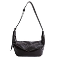 Dark brown patent leather hobo bag with glossy finish and adjustable shoulder strap - Dark Coffee