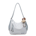 Zaino Hobo azzurro versatile con nappa lunga e ciondolo a forma di orsetto peluche - Con Ciondolo / Blu