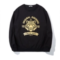 Sweat-shirt noir pour homme avec imprimé tête de tigre doré et coupe décontractée - 3XL / Noir