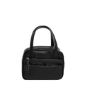 Borsa a mano nera in pelle a grana con doppie cerniere frontali e manici superiori - Con catena / Nero