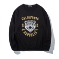 Streetwear sweatshirt voor heren met grizzlybeer-print en gouden vintage letters - 2XL / Zwart