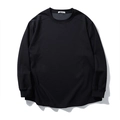 Men's minimalist black crewneck long sleeve thermal T-shirt with ribbed cuffs and hem - 3XL / Black