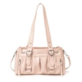 Sac à bandoulière en similicuir rose clair avec poches et rivets argentés - Rose