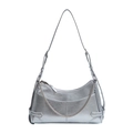 Silver metallic chain handbag with wrinkled texture and adjustable shoulder strap - Silver