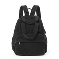 Mochila versátil de lona negra con gran bolsillo frontal y asas para transporte - Negro