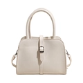 Borsa a mano vintage minimalista bianco crema in pelle sintetica opaca a tracolla - Bianco