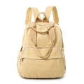 Mochila de lona beige de gran capacidad con múltiples bolsillos con cremallera y compartimentos - Caqui