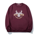 Felpa bordeaux da uomo oversize con stampa silhouette di cervo e montagna - 3XL / Rosso Vino