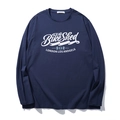 Heren shirt met lange mouwen in navy blauw met vintage letters op een witte achtergrond - XL / Marineblauw