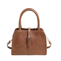 Borsa a tracolla vintage marrone con manici e dettaglio decorativo con fibbia metallica - Marrone
