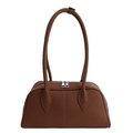 Bolso Boston minimalista en cuero marrón caramelo con asas largas para llevar al hombro - Marrón