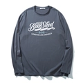 Heren oversized katoenen T-shirt met lange mouwen en vintage print in donkergrijs - XL / Grijsblauw