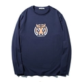 T-shirt à manches longues bleu marine en coton avec imprimé tigre pour hommes - XL / Bleu Marine