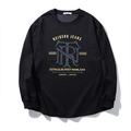 Schwarzes Langarm-T-Shirt mit gelbem Vintage-Schild-Grafikdruck für Herren - 2XL / Schwarz