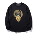T-shirt thermique homme noir à manches longues avec imprimé homme barbu doré et col rond - 2XL / Noir