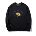 Felpa da uomo nera con stampa di testa di lupo dorata e grafica stile streetwear - 2XL / Nero