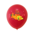 Red Thanksgiving latex balloon with 'Give Thanks' print, pumpkin and cornucopia designs - Pumpkin Red / Red