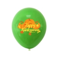 Green Thanksgiving latex balloon with Happy Thanksgiving text and orange pumpkin prints - Pumpkin Green / Green