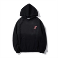 Sudadera negra pesada para hombre con bordado JF en el pecho y bolsillo frontal - 2XL / Sudadera Con Capucha Negra (DT3304)