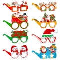 Set of 8 Christmas party paper glasses featuring Santa, snowman, and reindeer designs - Christmas Glasses Style A