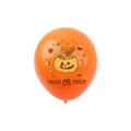 Dettaglio palloncino arancione Halloween con stampa Trick or Treat e secchiello zucca - Zucca (Arancione) / 12 Pollici