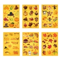 6-sheet Thanksgiving sticker set with turkey, pumpkin and maple leaf motifs - 6 Sheets/Pack