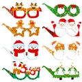 Set of 8 festive Christmas paper glasses featuring reindeer, Santa, and snowman designs - Christmas Glasses Style B